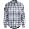 Lands’ End Men’s Long Sleeve Linen Shirt(Light Indigo Blue/Tan Plaid)