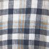 Lands’ End Men’s Long Sleeve Linen Shirt(Light Indigo Blue/Tan Plaid)