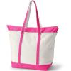 Lands’ End Natural Long Handle Zip Top Canvas Tote Natural/hot Pink X-Large Long Handle