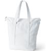 Lands’ End Solid Long Handle Zip Top Canvas Tote White Large Long Handle