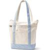 Lands’ End Natural Long Handle Zip Top Canvas Tote Natural/blue/white Stripe Medium Long Handle
