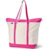 Lands’ End Natural Long Handle Zip Top Canvas Tote Natural/hot Pink X-Large Long Handle