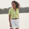 Lands’ End Women’s Short Sleeve No Iron Shirt(Bright Lime/White Stripe)