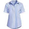 Lands’ End Women’s Short Sleeve No Iron Shirt(Clear Blue Refined Stripe)