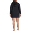 Lands’ End Women’s Cotton Jersey Long Sleeve Hooded Swim Cover-up Dress(Black)