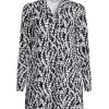 Lands’ End Women’s Cotton Jersey Long Sleeve Hooded Swim Cover-up Dress(Black/White Vine Floral)