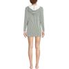 Lands’ End Women’s Cotton Jersey Long Sleeve Hooded Swim Cover-up Dress(Fusion Green Mini Stripe)