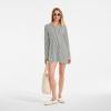 Lands’ End Women’s Cotton Jersey Long Sleeve Hooded Swim Cover-up Dress(Fusion Green Mini Stripe)