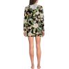 Lands’ End Women’s Cotton Jersey Long Sleeve Hooded Swim Cover-up Dress(Hibiscus Floral/Black)