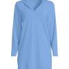 Lands’ End Women’s Cotton Jersey Long Sleeve Hooded Swim Cover-up Dress(Lake Blue)