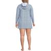 Lands’ End Women’s Cotton Jersey Long Sleeve Hooded Swim Cover-up Dress(Lake Blue Geo Floral)