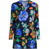 Lands’ End Women’s Cotton Jersey Long Sleeve Hooded Swim Cover-up Dress(Navy/Exploded Poppy Floral)