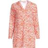 Lands’ End Women’s Cotton Jersey Long Sleeve Hooded Swim Cover-up Dress(Orange Mini Tropic Leaves)