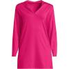 Lands’ End Women’s Cotton Jersey Long Sleeve Hooded Swim Cover-up Dress(Riviera Rose)