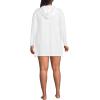 Lands’ End Women’s Cotton Jersey Long Sleeve Hooded Swim Cover-up Dress(White)