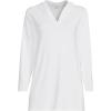 Lands’ End Women’s Cotton Jersey Long Sleeve Hooded Swim Cover-up Dress(White)