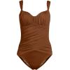 Lands’ End Women’s Smoothing Sweetheart Shirred One Piece(Acorn)