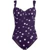 Lands’ End Women’s Smoothing Sweetheart Shirred One Piece(Blackberry Polka Dot)