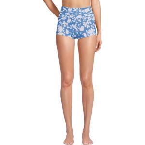 Lands’ End Women’s Tugless High Waisted Swim Boy Shorts(Lake Blue Blossom Floral)