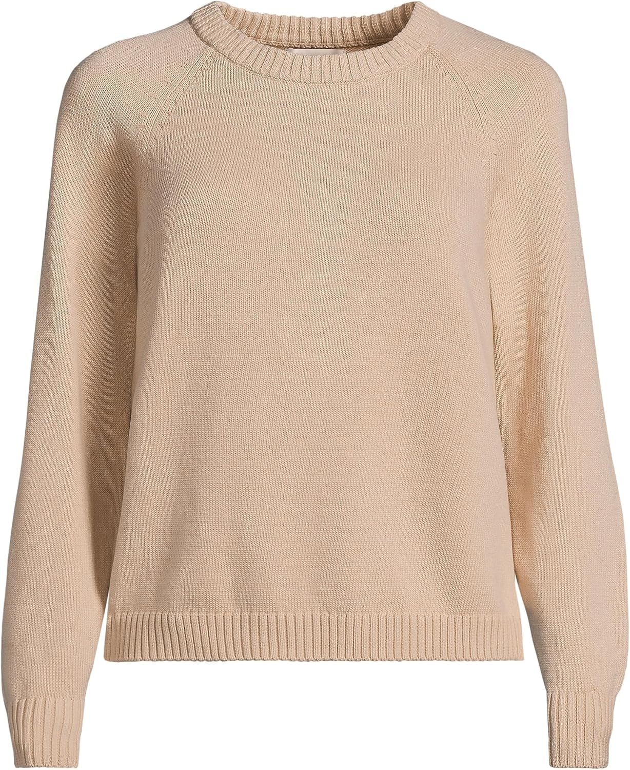 imageLands End Womens Drifter Jacquard Raglan Crew Neck SweaterChampagne