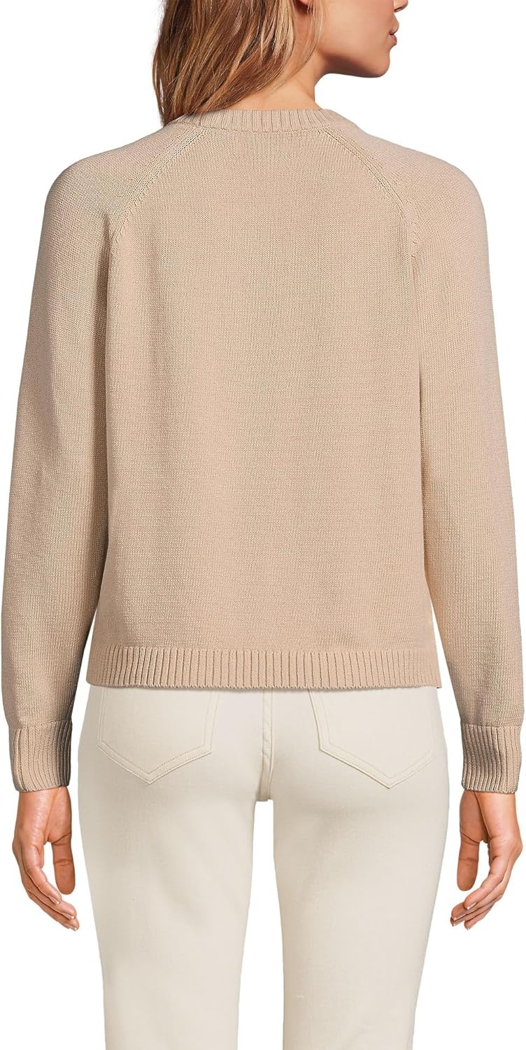 imageLands End Womens Drifter Jacquard Raglan Crew Neck SweaterChampagne