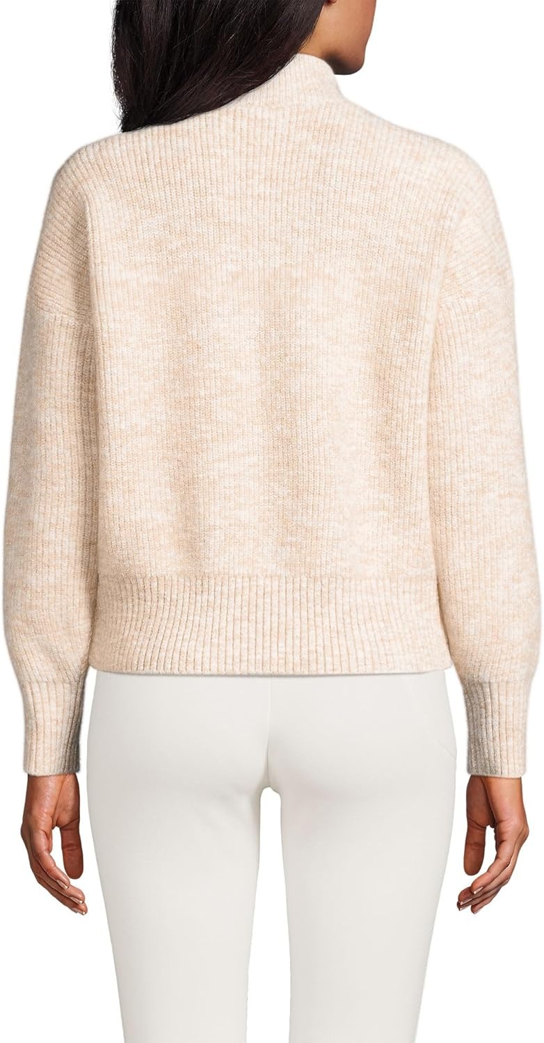 imageLands End Womens Fuzzy Wedged Quarter Zip SweaterLight Champagne Heather