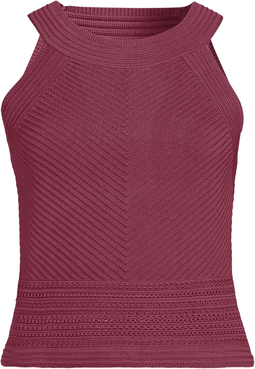 imageLands End Womens Gassed Cotton Pointelle Halter Top Sweater Set Top