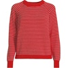 Lands’ End Women’s Drifter Jacquard Raglan Crew Neck Sweater(Compass Red/Ivory Mini Stripe)