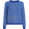 Lands’ End Women’s Drifter Jacquard Raglan Crew Neck Sweater(Lapis/Ivory Mini Stripe)