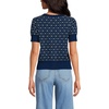Lands’ End Women’s Fine Gauge Cotton Jacquard Scoop Neck Sweater(Deep Sea Navy Floral Jacquard)