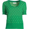 Lands’ End Women’s Fine Gauge Cotton Jacquard Scoop Neck Sweater(True Green Floral Jacquard)