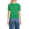 Lands’ End Women’s Fine Gauge Cotton Jacquard Scoop Neck Sweater(True Green Floral Jacquard)