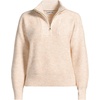 Lands’ End Women’s Fuzzy Wedged Quarter Zip Sweater(Light Champagne Heather)
