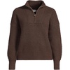 Lands’ End Women’s Fuzzy Wedged Quarter Zip Sweater(Rich Coffee)