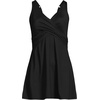 Lands’ End Women’s SlenderSuit V-Neck Wrap Swim Dress One Piece Swimsuit Adjustable Straps(Black)