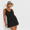 Lands’ End Women’s SlenderSuit V-Neck Wrap Swim Dress One Piece Swimsuit Adjustable Straps(Black)