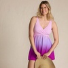 Lands’ End Women’s SlenderSuit V-Neck Wrap Swim Dress One Piece Swimsuit Adjustable Straps(Crimson Rose/Purple Ombre)