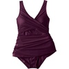 Lands’ End Women’s SlenderSuit V-Neck Wrap Swim Dress One Piece Swimsuit Adjustable Straps(Dark Wine)