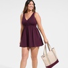 Lands’ End Women’s SlenderSuit V-Neck Wrap Swim Dress One Piece Swimsuit Adjustable Straps(Dark Wine)