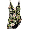 Lands’ End Women’s SlenderSuit V-Neck Wrap Swim Dress One Piece Swimsuit Adjustable Straps(Hibiscus Floral/Black)