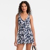 Lands’ End Women’s SlenderSuit V-Neck Wrap Swim Dress One Piece Swimsuit Adjustable Straps(Navy Blossom Floral)