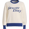 Lands’ End Women’s Ultrasoft Placed Jacquard Jersey Crew Neck Sweater(Snow Day/Ivory)