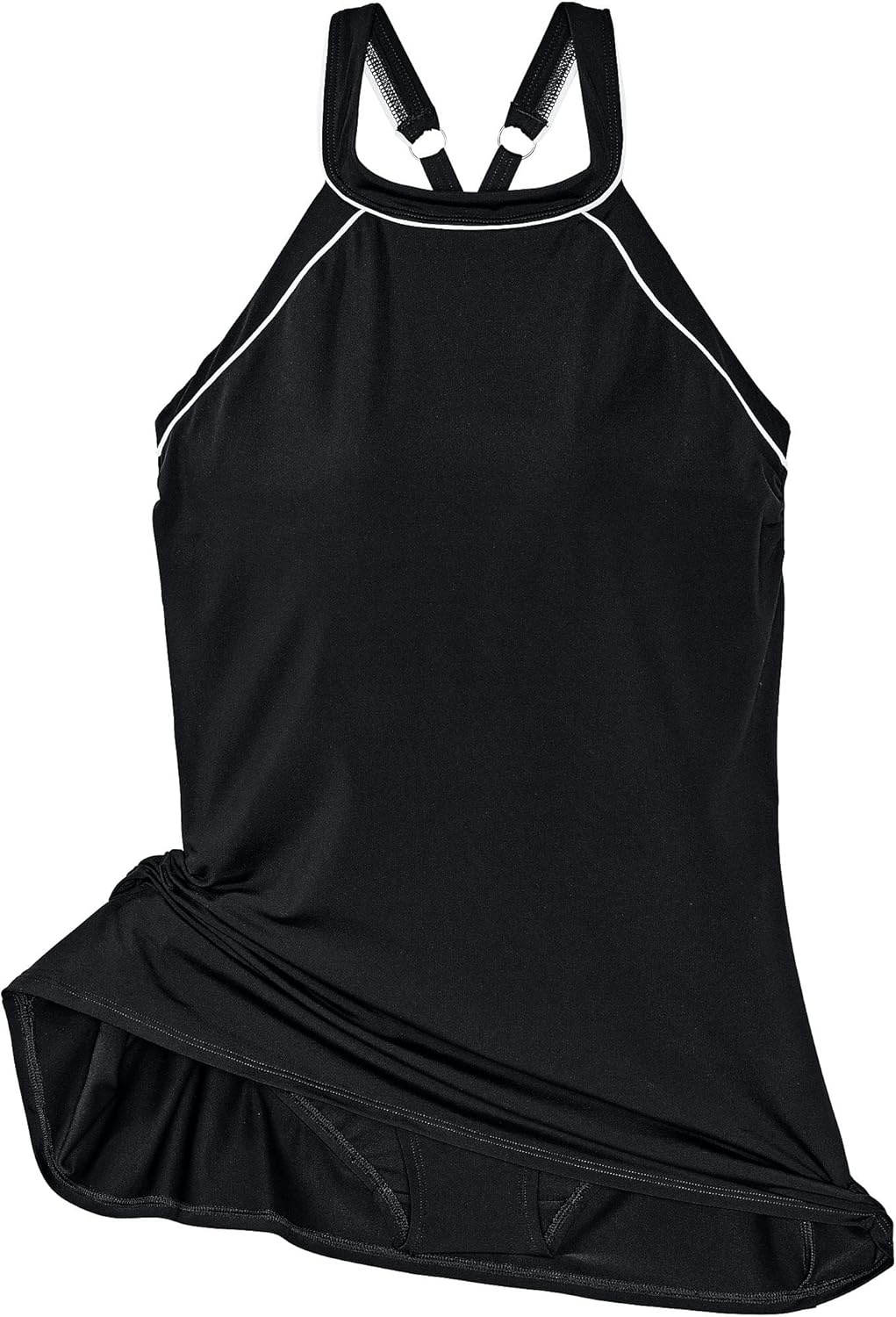 image:imageLands End Womens High Neck Swim Dress SwimsuitBlackWhite