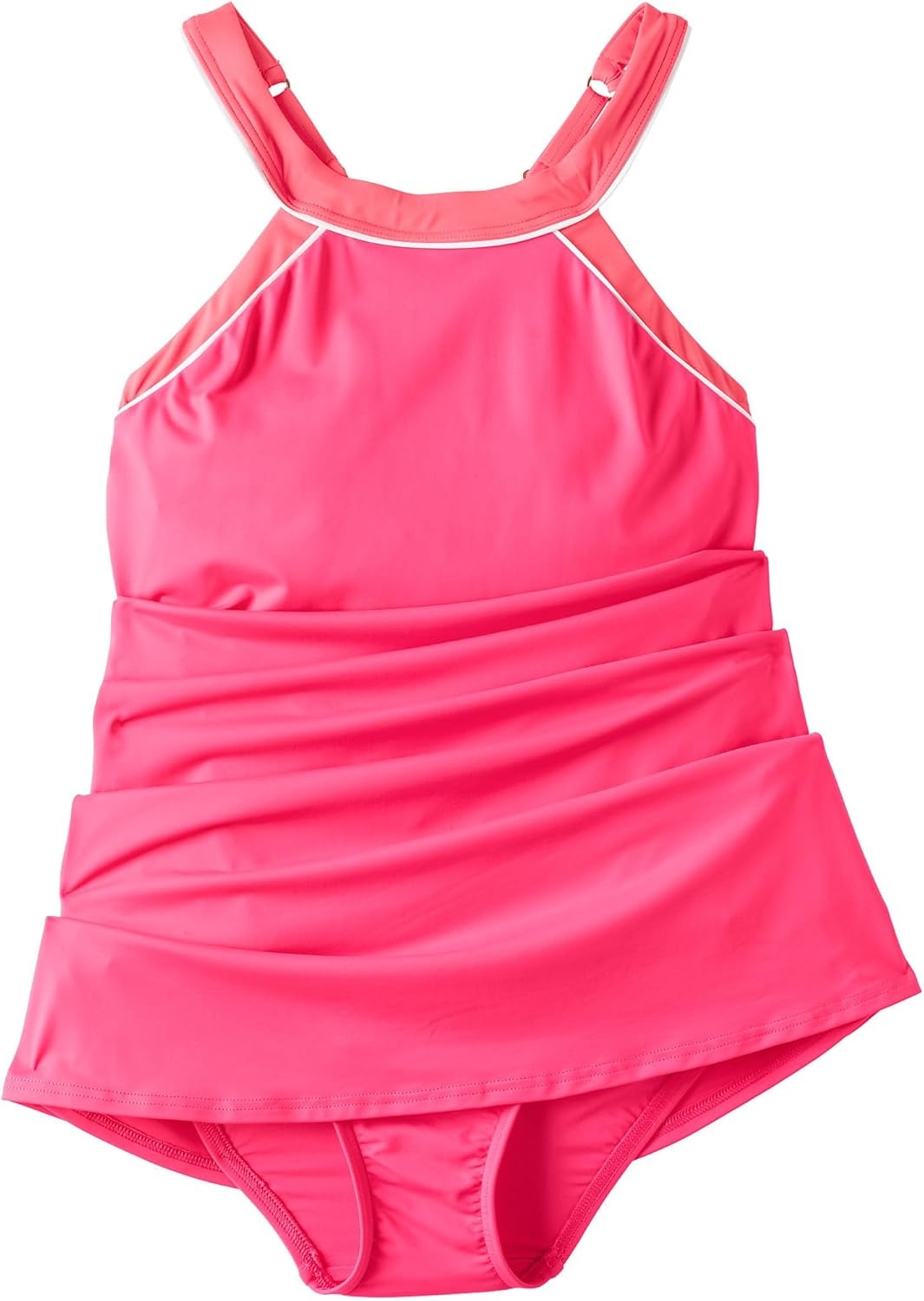 image:imageLands End Womens High Neck Swim Dress SwimsuitRouge PinkWood Lily