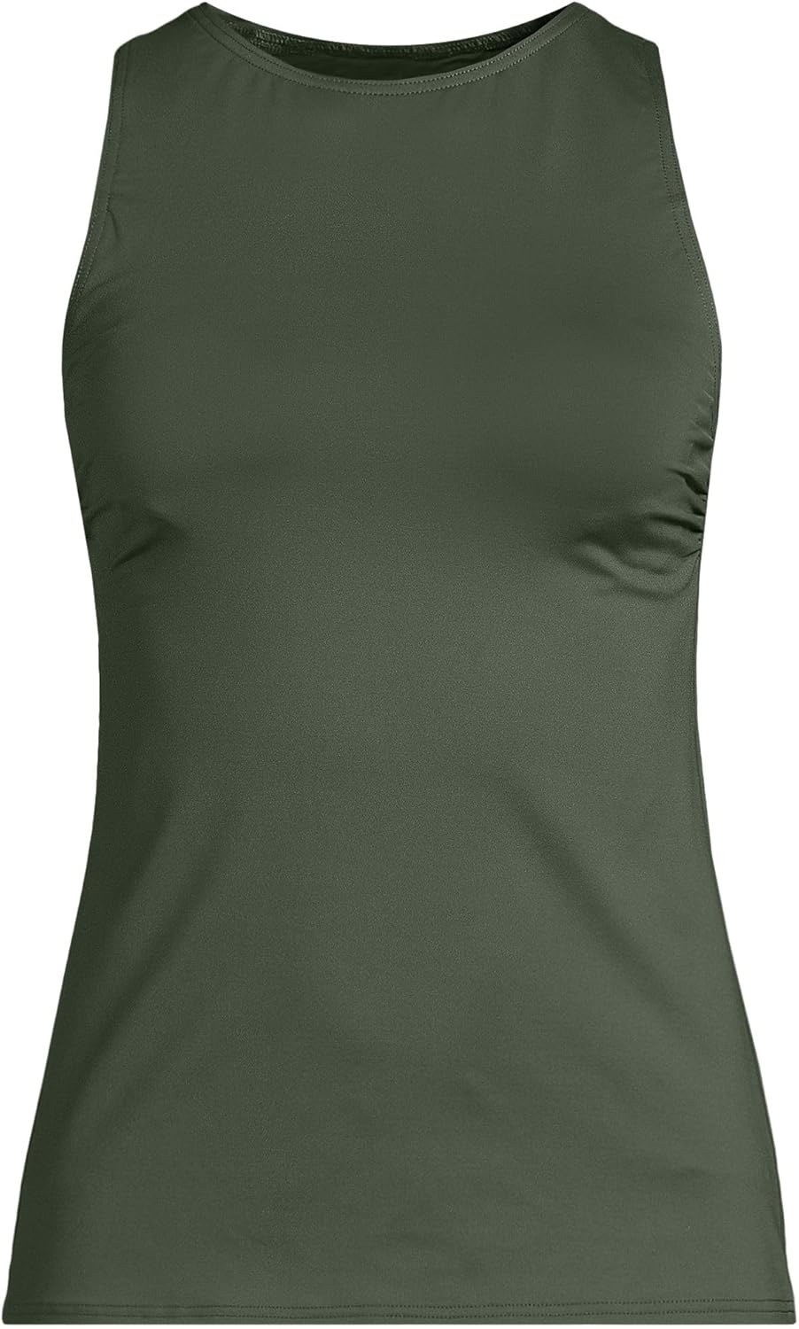 imageLands End Womens High Neck UPF 50 Modest Tankini Top SwimsuitRich Olive Green