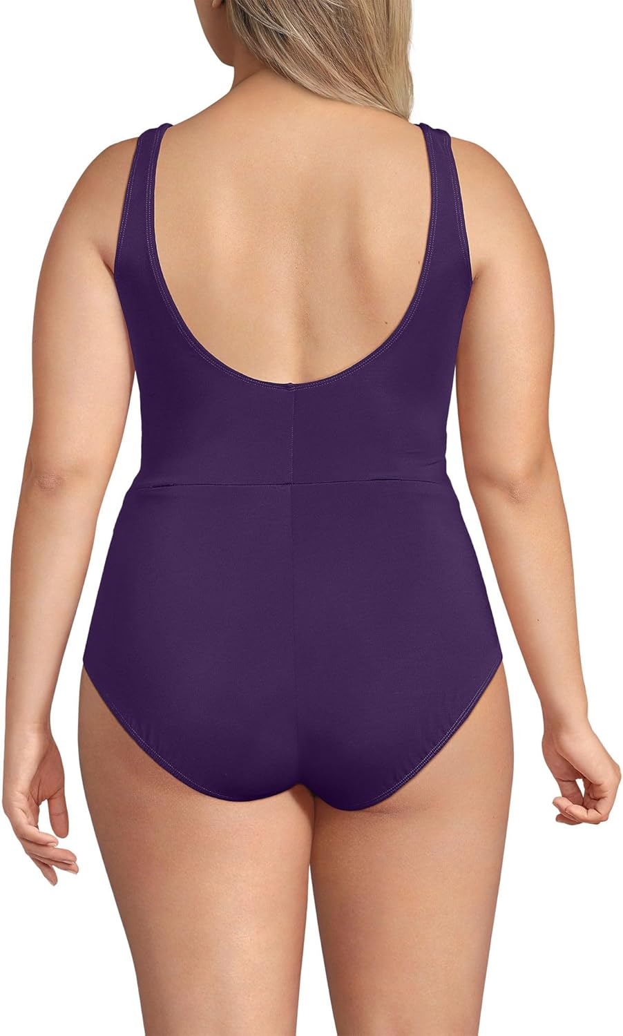 imageLands End Womens New SlenderSuit Wrap One Piece SwimsuitBlackberry