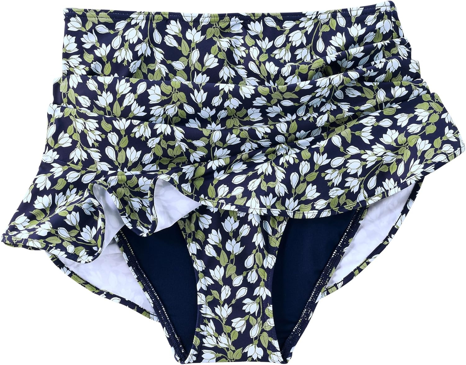imageLands End Womens Ruffle Hem Mini Swim SkirtNavy Mini Bloom Floral