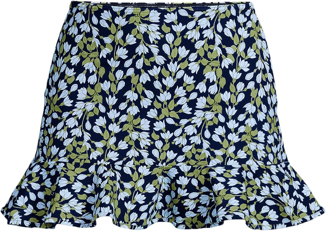 imageLands End Womens Ruffle Hem Mini Swim SkirtNavy Mini Bloom Floral