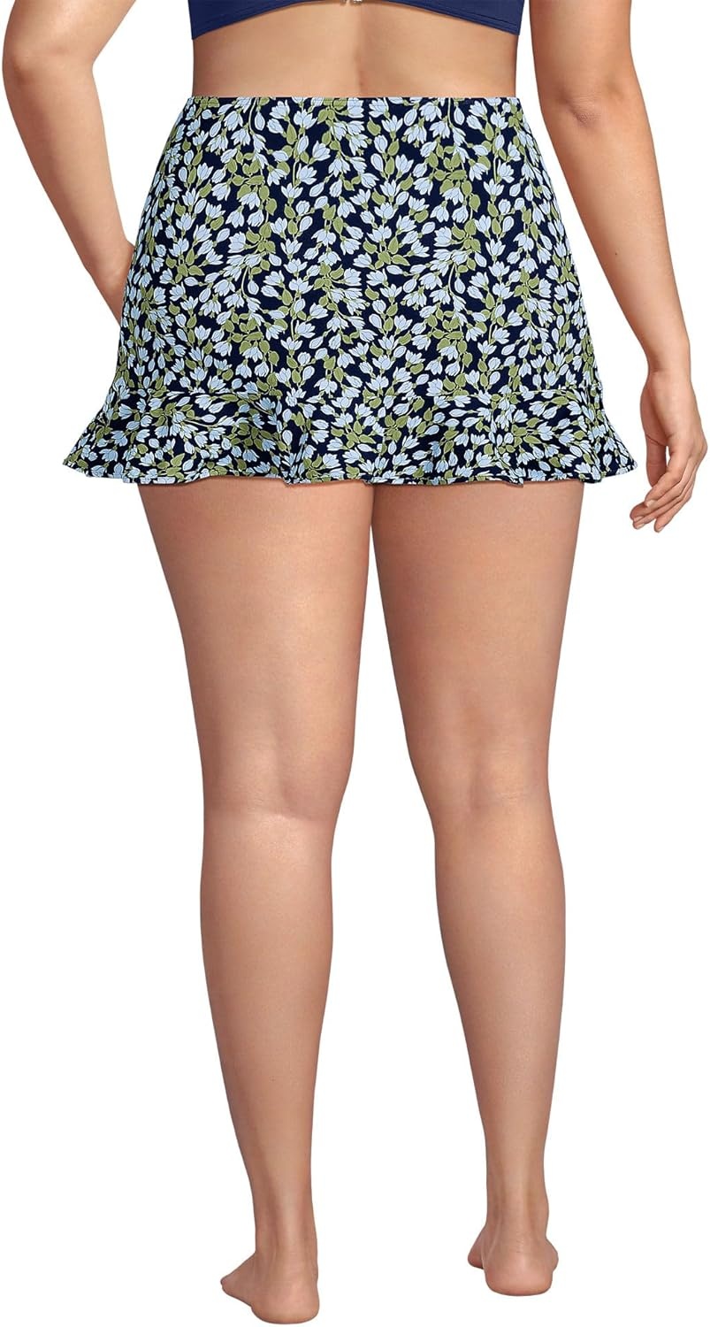 imageLands End Womens Ruffle Hem Mini Swim SkirtNavy Mini Bloom Floral