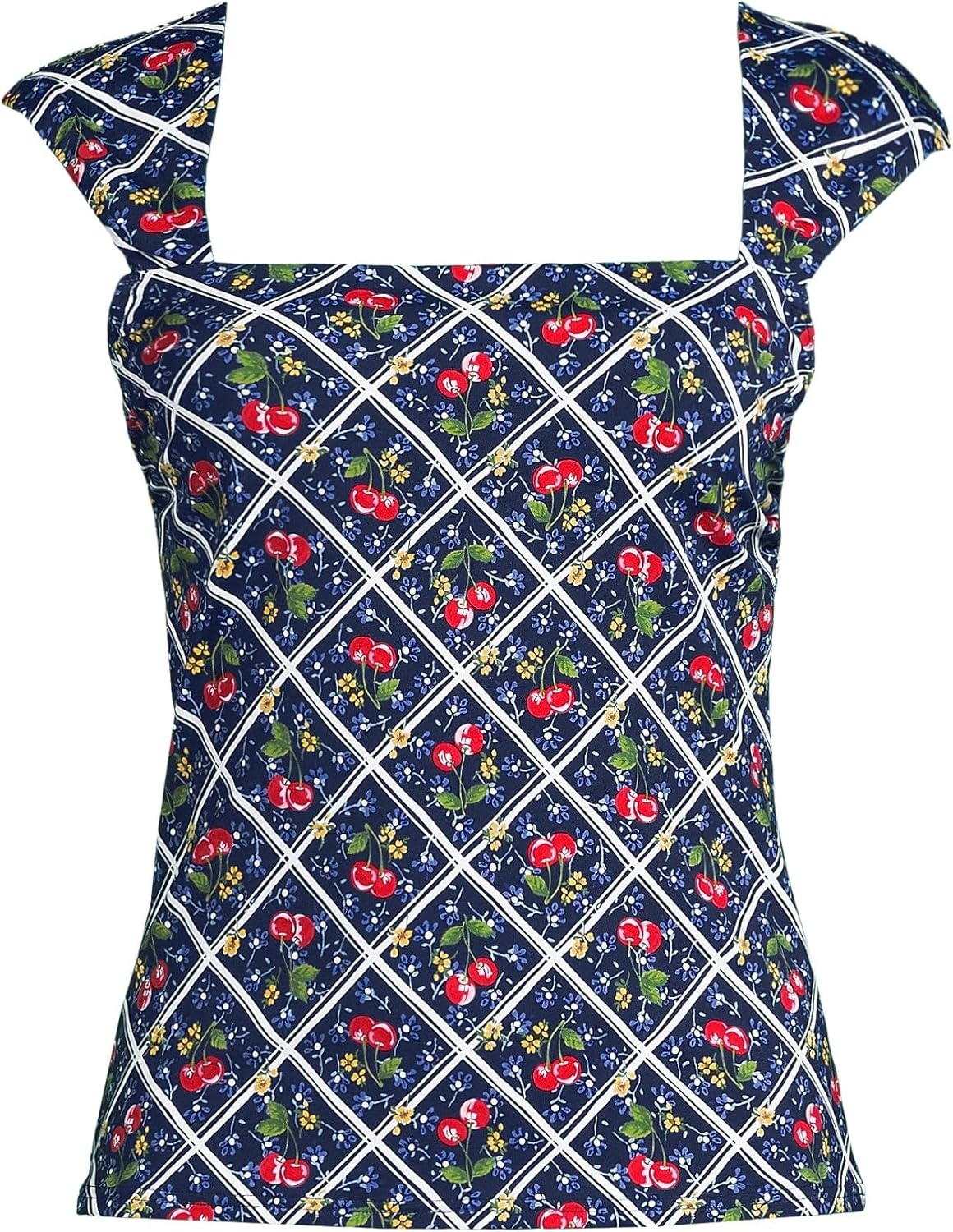 imageLands End Womens Square Neck Underwire Square Back Tankini Swimsuit TopCherriesDeep Sea Navy Plaid